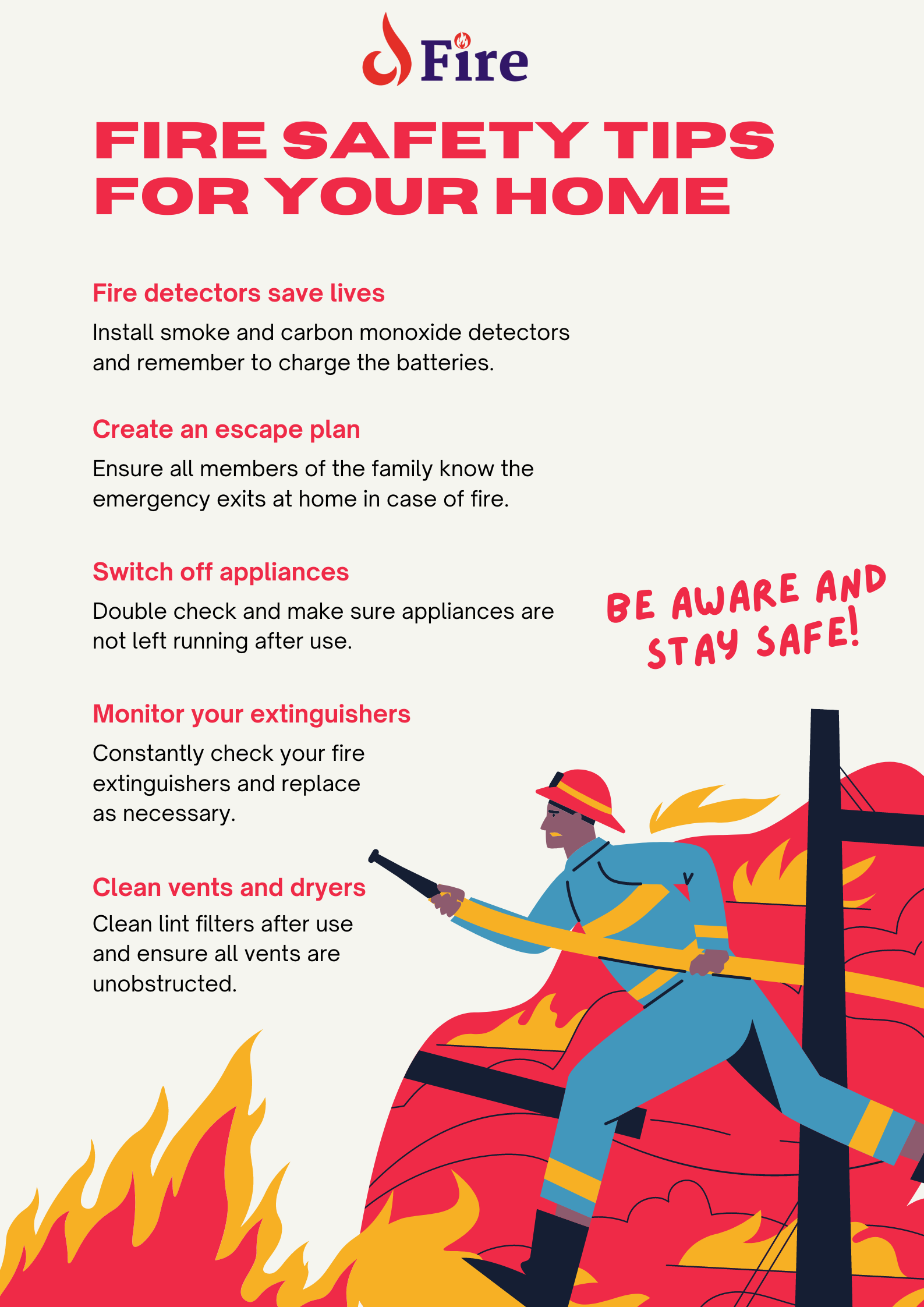 Fireman Big Bright and Bold Fire Safety Poster